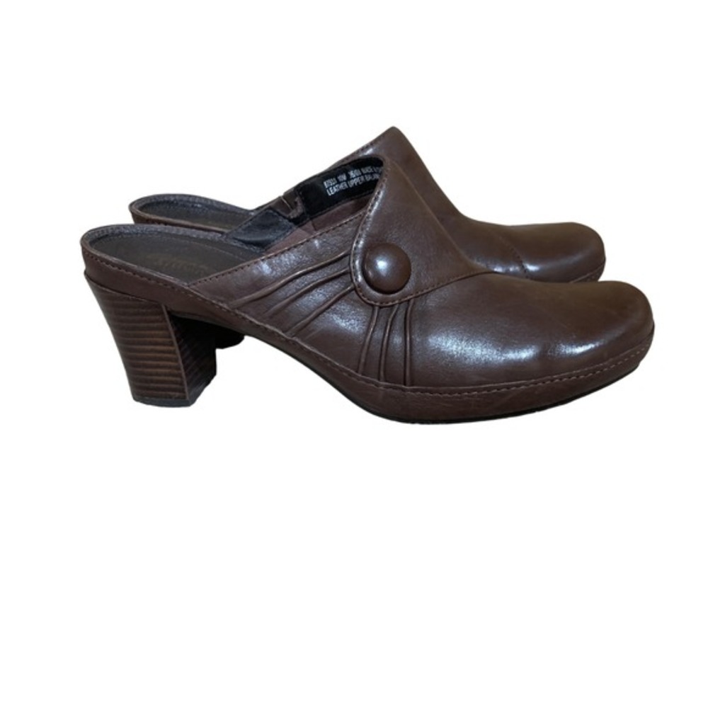 Clarks Artisan Shoes Womens Size 10 Brown Leather Mule‎ Clog Heels Active Air
